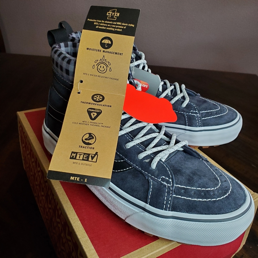 Vans Sk8-Hi MTE 1 Plaid Grey/White Women Size 8.5, Men Size 7 - Picture 5 of 15